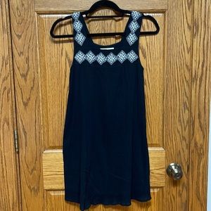 Abercrombie & Fitch Black Tank Dress with White Embroidered Trim